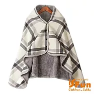 【iSFun】無印格紋*保暖珊瑚絨刷毛披肩毯