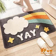 【iSFun】彩虹白雲*加厚吸水絨毛腳踏浴室地墊40x60cm