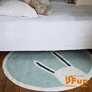 【iSFun】偷看白兔*羊羔絨毛腳踏床邊地墊80x80cm 藍
