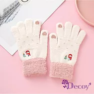 【Decoy】微笑雪人*觸控彈性仿羊絨保暖手套 白