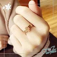 【伊飾童話】四葉草之心*鈦鋼玫瑰金戒指三入組 8號