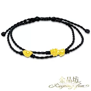 【金品坊】999.9黃金元寶貔貅雙線綁繩手鍊0.05-0.06錢±0.01 黑色
