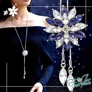 【伊飾童話】冰晶藍花*伸縮流蘇毛衣長鍊