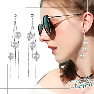 【伊飾童話】珍珠流星*S925銀針流蘇耳環 銀