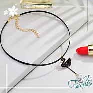 【伊飾童話】珍珠黑天鵝*性感黑皮繩短頸鍊