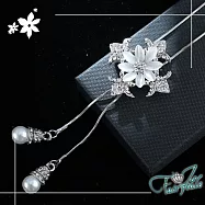 【伊飾童話】溫柔百合*珍珠貓眼石流蘇伸縮長鍊