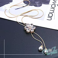 【伊飾童話】璀璨水晶花*珍珠金繽流蘇伸縮長鍊