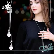 【伊飾童話】三環碎鑽*珍珠白銀流蘇伸縮長鍊