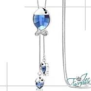 【伊飾童話】藍海魚兒*水晶白銀流蘇伸縮長鍊