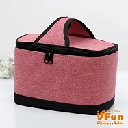 【iSFun】極簡牛仔布*加厚手提保冷保溫便當包 紅