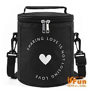 【iSFun】簡單人生*牛津圓筒肩背保冷保溫便當包小號 黑色