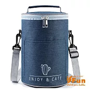 【iSFun】簡單人生*牛津圓筒肩背保冷保溫便當包中號 藍色