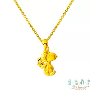 甜蜜約定2SWEET 遠方的未來史奴比Snoopy立體黃金墜子 送黑皮繩項鍊