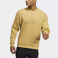 Adidas Th Mh Crew [HM5155] 男 長袖上衣 運動 休閒 戶外 經典 簡約 舒適 亞洲版 黃