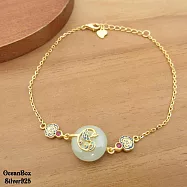 開運好物。天然和闐玉吉祥如意鳳凰925純銀金色手鍊