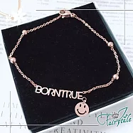 【伊飾童話】浪漫笑臉*字母玫瑰金鈦鋼手腳鍊