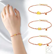 【TLH】編織手鍊黃金墜 純金999 多選 開運紅繩 約重0.03錢±0.01 A.納福古錢