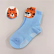 【ONEDER 旺達棉品】兒童造型短襪 台灣製棉襪 老虎 鯊魚 獅子童短襪 腳底止滑 OD-D201~OD-D204 老虎-水藍 OD-D201-2
