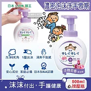 日本 LION 獅王-柔軟綿密泡泡洗手乳(3款可選)500ml/瓶(手部清潔露,植萃濃密泡沫洗手慕斯,花果淡香洗手慕絲,防疫清潔劑按壓瓶) 淡雅花香(紫色頭)