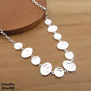 優雅漂亮大橢圓圓形不規則壓紋造型925純銀項鍊.短鍊《女用單戴鍊.附贈禮盒》