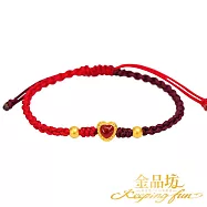 【金品坊】黃金古法金水晶愛心手繩 0.15錢±0.03 典雅酒紅配色