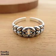 復古獨特歲歲平安麥穗925純銀戒指.可調整戒圍