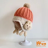 【iSFun】兔子飛官*羊絨拼接兒童保暖護耳毛帽 橘