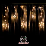 摩達客-LED 138冰條照型燈串電池燈+USB兩用充電 -暖白光/雪花造型款