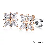 GIUMKA後鎖式耳釘耳環華麗花朵栓扣式耳飾精鍍正白K一對價格MF04119 無 B款玫金色一對