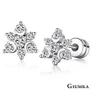 GIUMKA後鎖式耳釘耳環冰雪花戀栓扣式造耳飾精鍍正白K一對價格聖誕節交換禮物MF04124 無 A款銀色一對