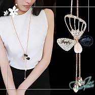 【伊飾童話】愛語蝴蝶*藍晶貓眼石流蘇伸縮長鍊