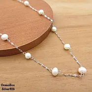 時尚美麗天然淡水珍珠串鍊925純銀項鍊.短鍊 (外鍍專櫃級正白K.女用項鍊)