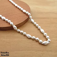 50CM。5MM寬波紋橄欖珠S990純銀項鍊.單戴鍊《附贈禮盒》