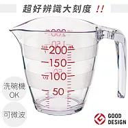 日本MARNA雙面刻度好辨識200ml量杯K-649CL(右左手皆適;Tritan&trade;共聚聚酯材質/耐熱100&deg;C適洗碗機)