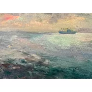 【玲廊滿藝】李喬煒-冬天西子灣海景15.5x22.5cm