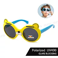 【SUNS】兒童彈力太陽眼鏡 小熊造型 3-14歲適用 寶麗來鏡片 抗UV400 黃框藍腳