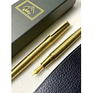 3952老山羊-西拉雅 復古風古黃銅 鍍金鋼尖鋼筆-水波菱格紋 - 水波菱格紋