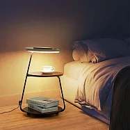 【H&R 安室家】若瓦邊几LED落地燈/三層置物空間/手機無線充電(ZA0250)