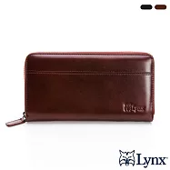 Lynx - 美國山貓經典原皮牛皮12卡單拉鍊長夾 - 共二色 深藍