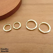 質感鍍金亮面圈圈針式易扣925純銀耳環 (精緻鍍金.圈圈耳環) 1.6cm