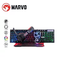 MARVO歐洲魔蠍 CM409 四合一電競鍵鼠組 中文注音 背光 薄膜式鍵盤