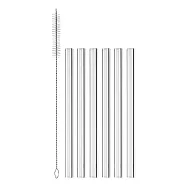 《VEGA》清潔刷+玻璃直吸管6入 | 環保吸管 飲料杯 手搖杯 - 15cm