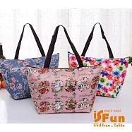 【iSFun】大容量肩背*保溫保冷便當袋 深藍花語