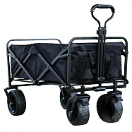 【JP嚴選-捷仕特】戶外摺疊多功能8吋露營拉車(附收納袋+桌板) 武士黑