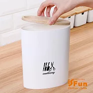 【iSFun】餐廚收納*橢圓木蓋瀝水磨刀剪刀菜刀架 白