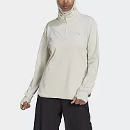 Adidas Tf Warm 14z Tp [HI3368] 女 長袖上衣 立領 運動 訓練 吸濕 排汗 亞洲版 米白 S 米