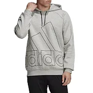 Adidas M Big Lo Hd Fl [HB5091] 男 長袖上衣 連帽 帽T 運動休閒 寬鬆 亞洲版 舒適 灰 M 灰