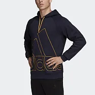 Adidas M Big Lo Hd Fl [HB5092] 男 長袖上衣 連帽 帽T 運動休閒 寬鬆 亞洲版 舒適 黑 M 黑/黃