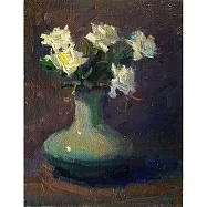 【玲廊滿藝】陳忠利-青瓷與白玫瑰14x18cm