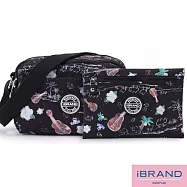 iBrand 輕盈防潑水三層多收納側斜背包- 沙漠派對
